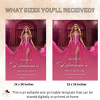 Prom Send Off Party Sign Pink Welcome Sign with photo, Junior and Senior Ball Poster Sign, Red Carpet Hollywood Theme Sign Template, PRM03