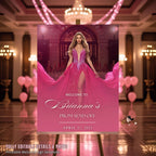 Prom Send Off Party Sign Pink Welcome Sign with photo, Junior and Senior Ball Poster Sign, Red Carpet Hollywood Theme Sign Template, PRM03