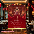 Prom Send Off Party Welcome Sign with photo, Woman Junior and Senior Ball Poster Sign Elegant Red Carpet Hollywood Theme Sign Template PRM01