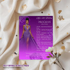 Purple Program Card Template with photo, Birthday Party Program Schedule Editable Order of Events Printable Woman Retirement Event Programme