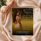 Black gold Birthday Program Template, Woman Retirement Party Program with photo, Printable Men Order of Events Elegant Program Card Schedule