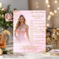 Birthday Program Card with photo, Pink Gold Retirement Party Timeline Schedule, Editable Order of Events Printable Sweet 16 Program Template