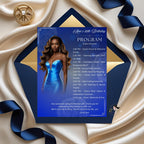 Retirement Program Card Template with photo, Birthday Party Timeline Schedule, Elegant Order of Events, Printable Blue Silver Programme