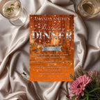 Digital Birthday Dinner Invitation, Orange Silver Retirement Dinner Party Invite, Elegant Woman Dinner invite, Bridal Shower Dinner Template