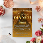 Editable Birthday Dinner Invitation, Black Gold Retirement Dinner Party Invite, Elegant Woman Dinner invite, Classy Surprise Dinner Template