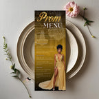 Editable Prom Party Menu with photo Black Gold Glam Senior Ball Menu, Junior Prom Send off Dinner Menu, Elegant Printable Template, PRM02