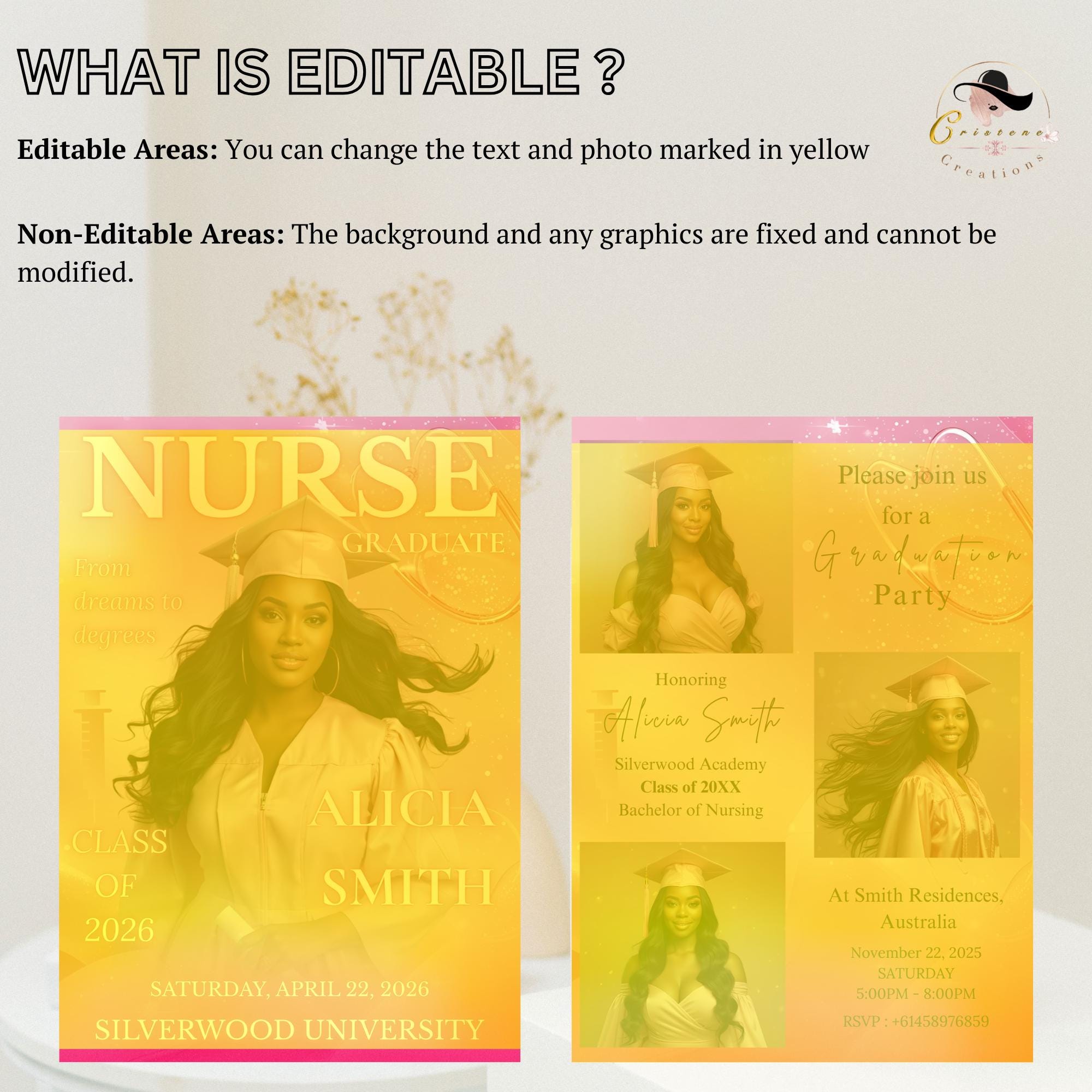 Editable Nurse Graduation Invitation, 2026 RN Pinning Ceremony invite with photo, Medical CNA Nursing Graduate Flyer Magazine Cover Template
