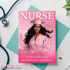 Editable Nurse Graduation Invitation, 2026 RN Pinning Ceremony invite with photo, Medical CNA Nursing Graduate Flyer Magazine Cover Template