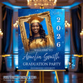 Graduation Welcome Party Sign Woman Senior Graduates Poster Sign with photo, Blue 2026 College Commencement Announcement Entry Sign Template