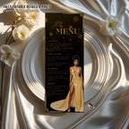 Birthday Dinner Menu Card Black Gold Elegant Party Menu with photo, Retirement Menu, Editable Graduation Menu Template Printable Event Menu