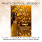 Black Gold Prom Send Off Party Invitation, Woman Junior and Senior Prom Night with photo invite, Hollywood Theme Celebration Template, PRM06