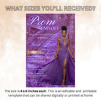 Prom Send Off Party Invitation Purple Senior and Junior Prom Night with photo invite, Elegant Hollywood Theme Celebration Template, PRM08