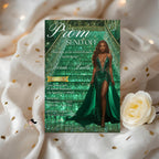 Green Prom Send Off Party Invitation, Woman Senior Grand Ball Prom Night with photo invite, Glam Junior Prom Hollywood Theme Template, PRM12
