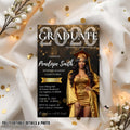 Black gold Graduation Announcement 2026 Invitation, Digital Senior Graduation invite with photo, Editable College Graduation Party Template