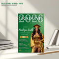 Editable Graduation Announcement Invitation Green Gold Woman Senior Grad Party Invite, Elegant College Graduation Day with photo Template