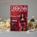 Digital Graduation Announcement 2026 Invitation, Maroon Burgundy Senior Graduation invite with photo, Woman College Graduation Party Template