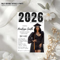 Graduation Party Invitation 2026, Digital Woman Senior Graduation invite with photo, Editable Men College Graduation Announcement Template
