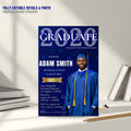 Men Graduation Announcement 2026 Invitation Navy Blue Senior Grad Party Invite with photo Digital College Graduation Day, He DID it Template
