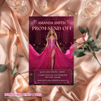 Prom Send Off Party Invitation, Woman Senior Ball and Junior Prom Night with photo invite Elegant Hollywood Theme Red Carpet Template, PRM03