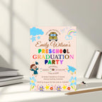 Preschool Graduation Announcement Invitation, Pre-K Graduates Class of 2026 Invite, Colorful Kindergarten Grad party Celebration Template