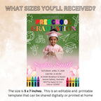 Preschool Graduation Announcement Invitation, Pre-K Graduates Class of 2026 with photo invite, Colorful Kindergarten Grad party Template