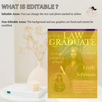 Law School Graduation Invitation, 2026 Lawyer Ceremony invite with photo, Legal Attorney Profession Graduate Flyer Magazine Cover Template