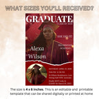 Maroon Graduation Party Invitation 2026, Digital Woman Senior Graduation invite with photo, Editable College Graduate Announcement Template