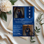 Senior Graduation Announcement Invitation, Blue 12th Grade Highschool Grad Party Invite with photo, 2026 Men and Woman Graduates Template