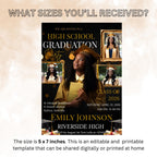 Senior Graduation Announcement Invitation Black gold 12th Grade Highschool Grad Party Invite with photo, Men and Woman Graduates Template