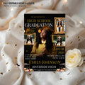 Senior Graduation Announcement Invitation Black gold 12th Grade Highschool Grad Party Invite with photo, Men and Woman Graduates Template