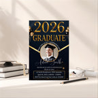 Digital Graduation Party Invitation Men 2026 Senior Graduates Invite with photo, College Graduation Day Announcement, He DID it Template