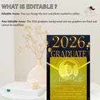Digital Graduation Party Invitation Men 2026 Senior Graduates Invite with photo, College Graduation Day Announcement, He DID it Template