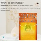Orange Silver Graduation Announcement 2026 Invitation, Digital Senior Graduation invite with photo, Elegant College Graduates Party Template