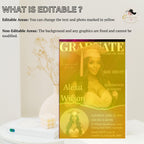 Graduation Announcement 2026 Invitation Pink Senior Graduation invite with photo, Glam Woman College Graduate Party Magazine Cover Template