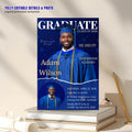 Men Graduation Announcement 2026 Invitation Blue Senior Graduation Party Invite with photo, Male College Graduates Magazine Cover Template