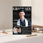 Digital Graduation Announcement 2026 Invitation Men Senior Graduation Party Invite with photo, Male College Graduate Magazine Cover Template