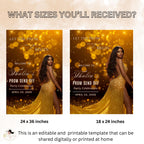 Prom Send Off Party Sign Black Gold Welcome Sign with photo, Junior and Senior Ball Poster Sign, Woman Birthday Dinner Sign Template, PRM06
