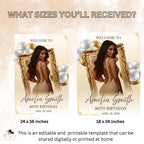 White Gold Birthday Welcome Party Sign, Elegant Woman Dinner Entry Sign, Wedding Sign with photo, Luxury Brunch Poster Sign Board Template