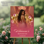 Prom Send Off Party Welcome Sign with photo Rose Gold Junior and Senior Ball Poster Sign, Elegant Woman Birthday Dinner Sign Template, PRM16