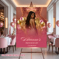 Prom Send Off Party Welcome Sign with photo Rose Gold Junior and Senior Ball Poster Sign, Elegant Woman Birthday Dinner Sign Template, PRM16