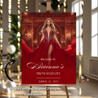 Prom Send Off Party Welcome Sign with photo, Woman Junior and Senior Ball Poster Sign Elegant Red Carpet Hollywood Theme Sign Template PRM01