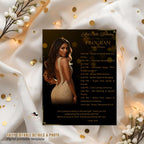 Black gold Birthday Program Card with photo, Woman Retirement Party Program, Printable Men Order of Events Template Elegant Program Schedule