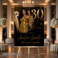 Black Gold 30th Birthday Welcome Party Sign, Retirement Brunch Sign with photo, Glam 30th Birthday Dinner Poster Sign, Men Woman Template