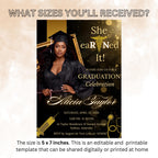 Digital Nurse Graduation Invitation with photo, Black Gold RN Commencement Class of 2026 invite, Medical CNA Nursing Graduate Flyer Template