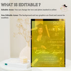 Digital Nurse Graduation Invitation with photo, Black Gold RN Commencement Class of 2026 invite, Medical CNA Nursing Graduate Flyer Template