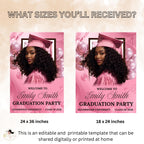 Pink Graduation Welcome Party Sign Woman Senior Graduates Poster Sign with photo, 2026 College Commencement Announcement Entry Sign Template