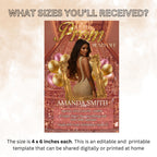 Prom Send Off Party Invitation Rose Gold Pink Senior Ball Prom Night with photo invite, Woman Junior Prom Hollywood Theme Template, PRM05