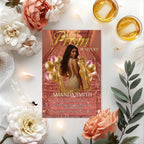 Prom Send Off Party Invitation Rose Gold Pink Senior Ball Prom Night with photo invite, Woman Junior Prom Hollywood Theme Template, PRM05
