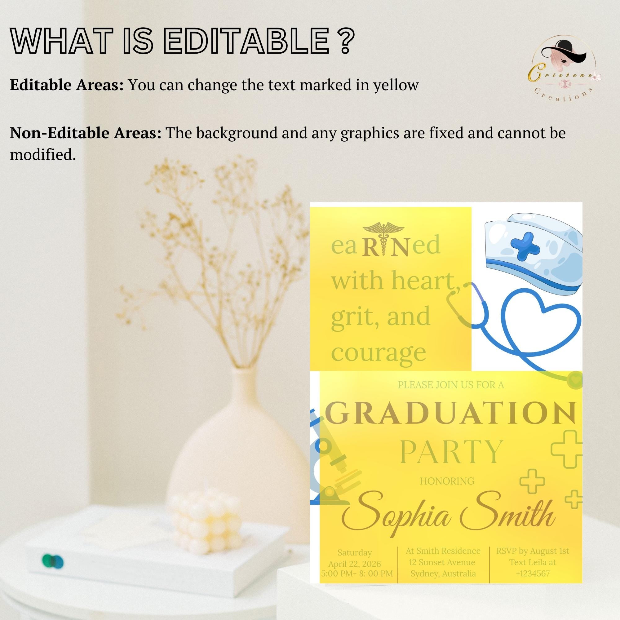 Nurse Graduation Invitation, RN Pinning Ceremony Class of 2026 invite, Medical CNA LPN Bsn Nursing Graduate Flyer Announcement Template