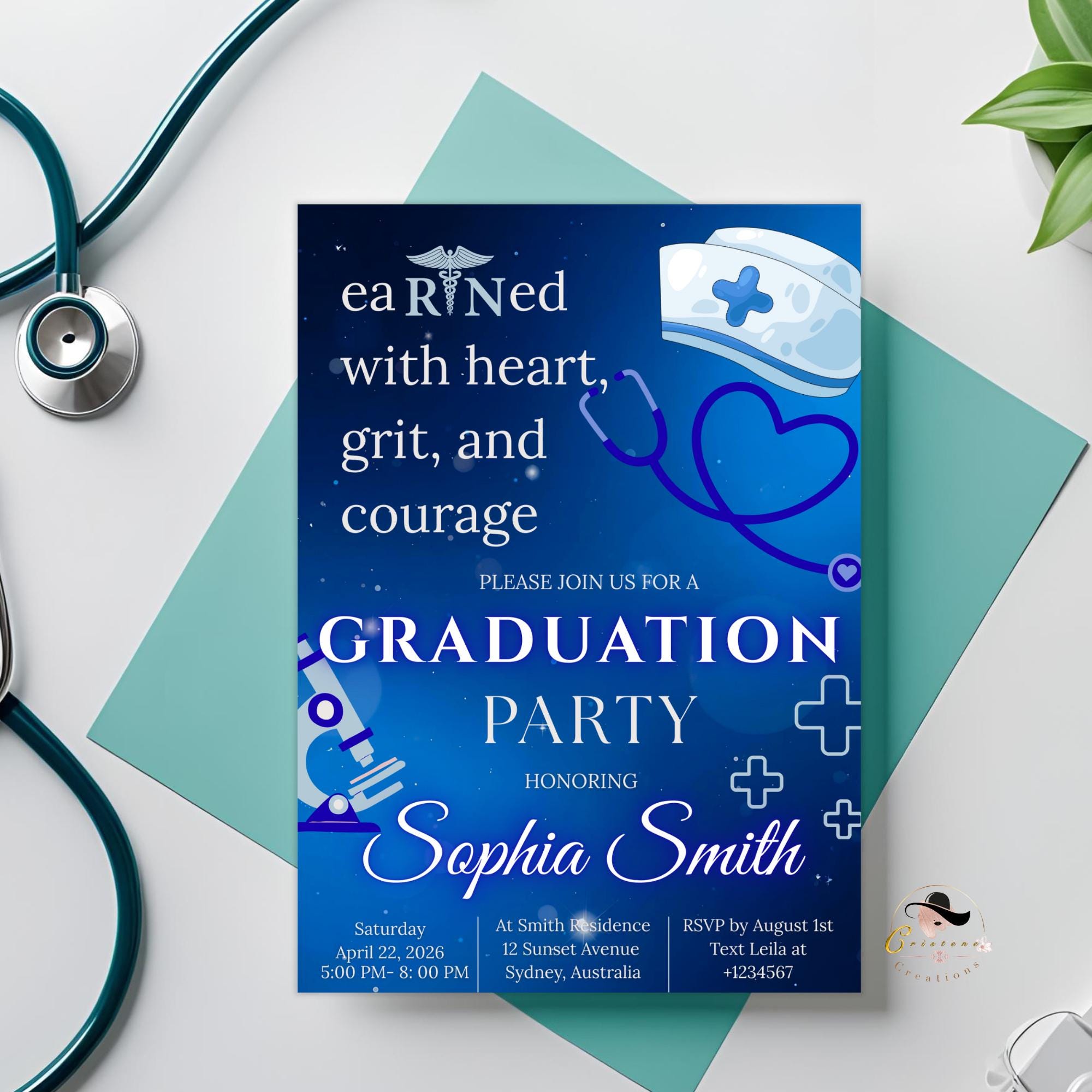 Nurse Graduation Invitation, RN Pinning Ceremony, Class of 2026 Commencement invite Medical LPN Nursing Graduate Flyer Announcement Template